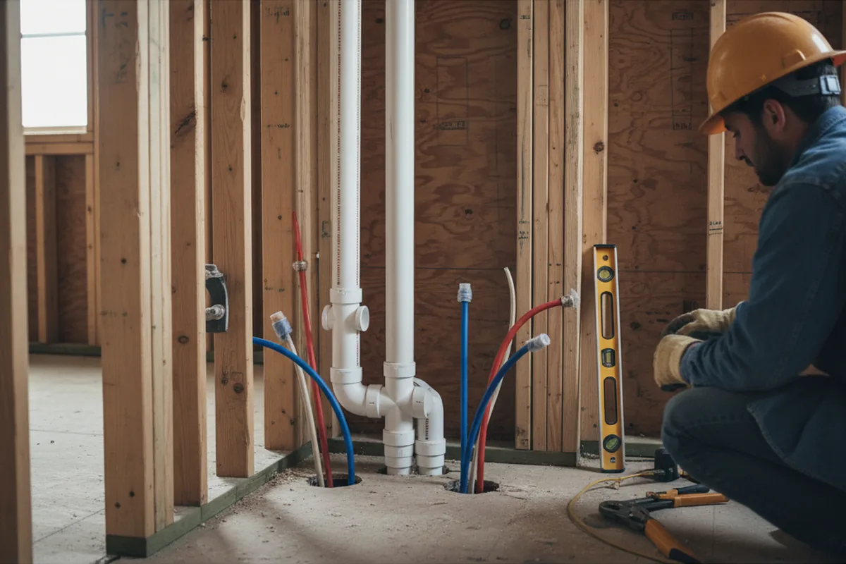 Drain and supply rough-in during Leak Detection in Topock