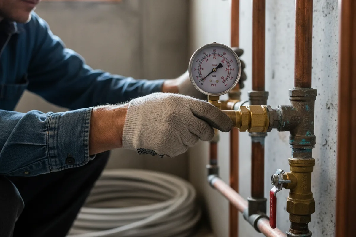 Pressure testing a repaired line during Water Line Repair in Topock