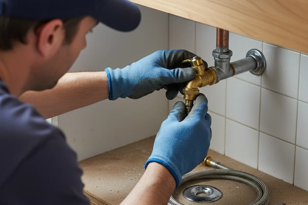 Shutoff valve and fitting work during Faucet and Fixture Repair in Topock